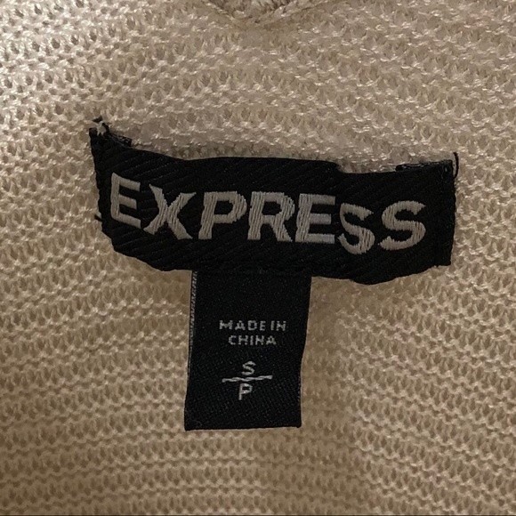 Express Beige Deep V-Neck Balloon Sleeve Sweater - Picture 3 of 8